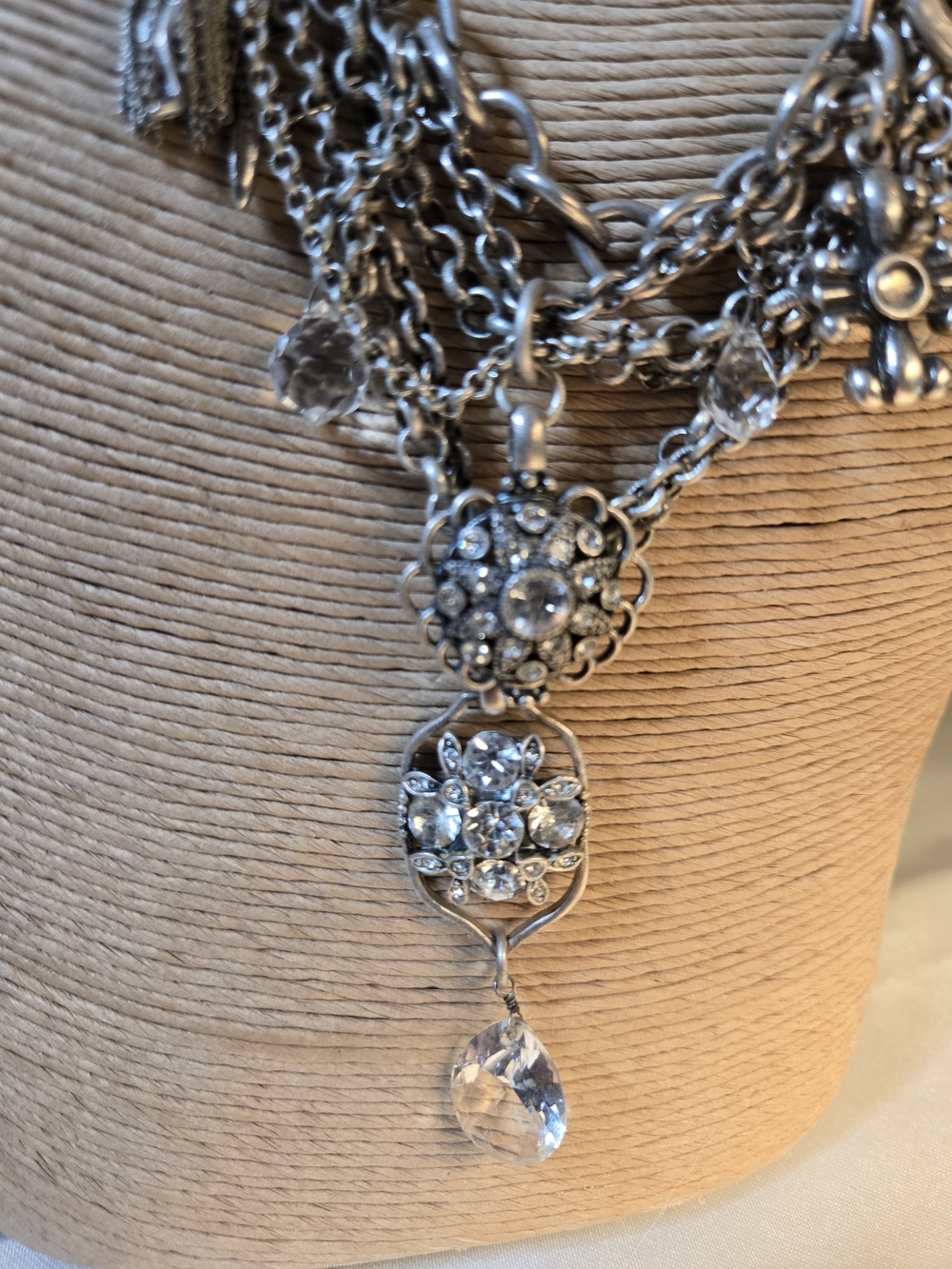 Lucky Brand Silver-Tone Multi-Strand Pendant Necklace with Amber Tag - Picture 2 of 5